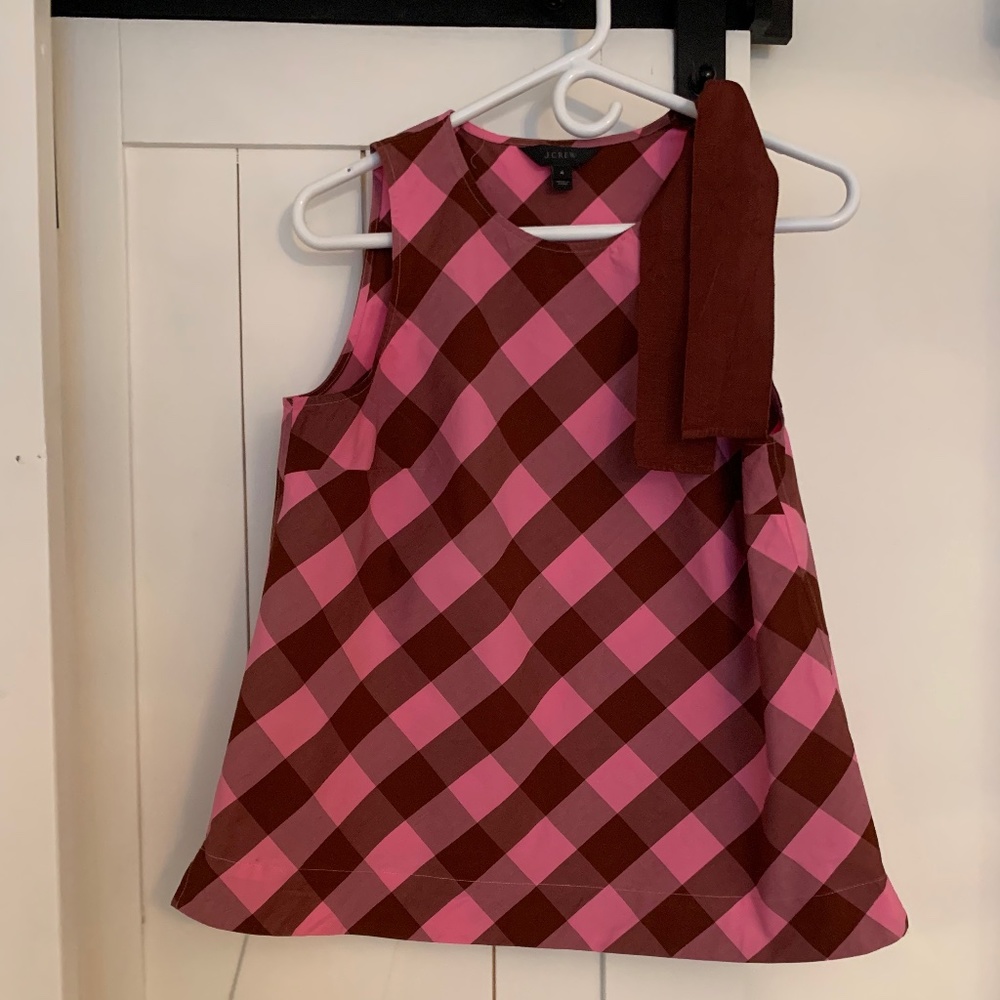 J. Crew Plaid Bow Shoulder Tie Sleeveless Blouse (4)